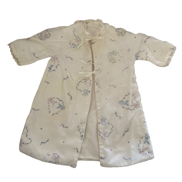 Vintage 70s Baby’s unisex dressing gown robe house coat & blanket bunny print - Picture 1 of 12